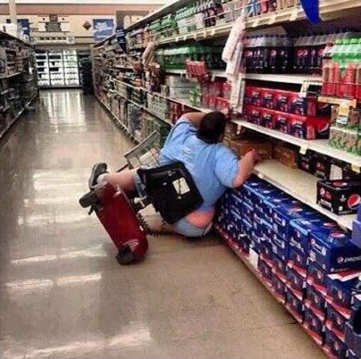 Fat Chick Falling Off Scooter At Walmart Blank Meme Template