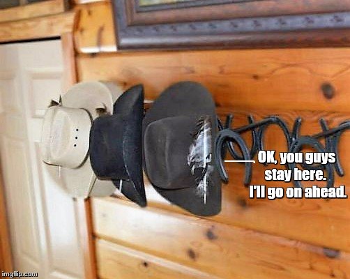 If hats could talk | OK, you guys stay here.   I'll go on ahead. | image tagged in memes,hats,bad puns | made w/ Imgflip meme maker