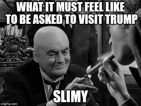 WHAT IT MUST FEEL LIKE TO BE ASKED TO VISIT TRUMP; SLIMY | image tagged in wonderful life | made w/ Imgflip meme maker