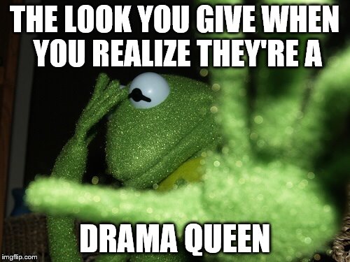 Yo... You're a Drama Queen! | THE LOOK YOU GIVE WHEN YOU REALIZE THEY'RE A; DRAMA QUEEN | image tagged in memes,that look you give,oh no,oh hell no,kermit,drama queen | made w/ Imgflip meme maker