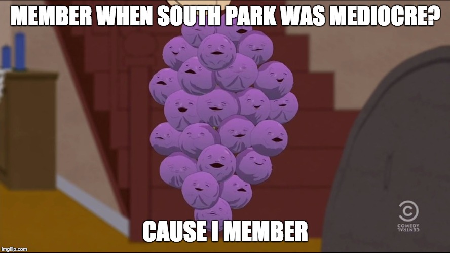 You Member don't you??? YOU NEVER MEMBER | MEMBER WHEN SOUTH PARK WAS MEDIOCRE? CAUSE I MEMBER | image tagged in memes,member berries | made w/ Imgflip meme maker