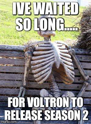 Waiting Skeleton Meme | IVE WAITED SO LONG..... FOR VOLTRON TO RELEASE SEASON 2 | image tagged in memes,waiting skeleton | made w/ Imgflip meme maker