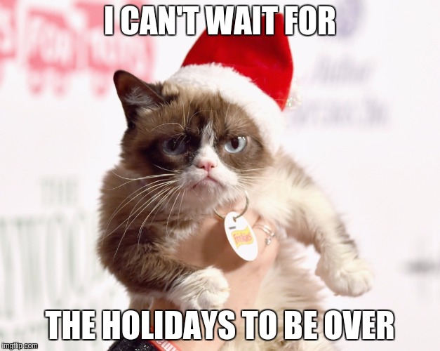Grumpy Cat Christmas | I CAN'T WAIT FOR; THE HOLIDAYS TO BE OVER | image tagged in grumpy cat christmas | made w/ Imgflip meme maker
