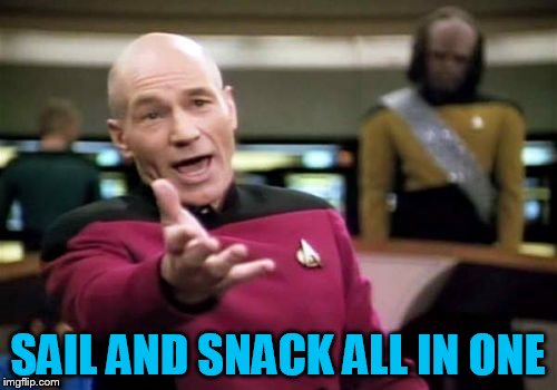 Picard Wtf Meme | SAIL AND SNACK ALL IN ONE | image tagged in memes,picard wtf | made w/ Imgflip meme maker