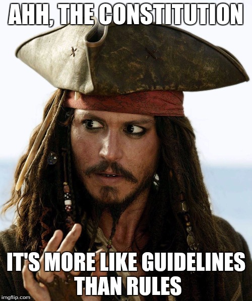 AHH, THE CONSTITUTION; IT'S MORE LIKE GUIDELINES THAN RULES | image tagged in memes | made w/ Imgflip meme maker