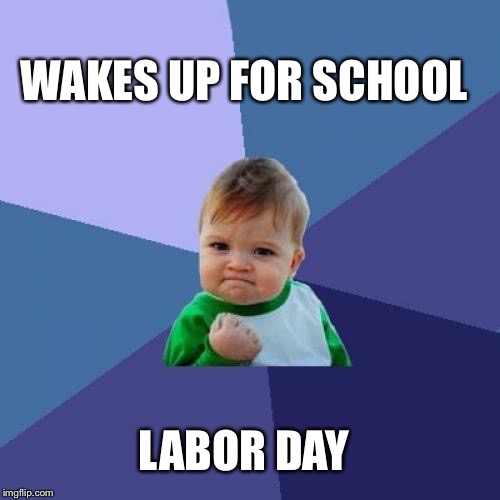 Success Kid | WAKES UP FOR SCHOOL; LABOR DAY | image tagged in memes,success kid | made w/ Imgflip meme maker