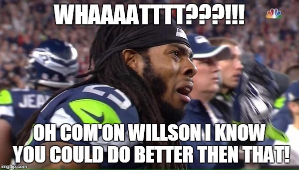 WHAAAATTTT???!!! OH COM'ON WILLSON I KNOW YOU COULD DO BETTER THEN THAT! | image tagged in seahawks failure | made w/ Imgflip meme maker