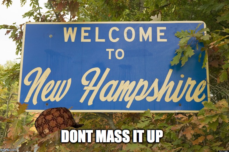 NEW hampshire | DONT MASS IT UP | image tagged in new hampshire,scumbag | made w/ Imgflip meme maker