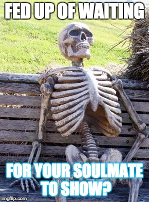 Waiting Skeleton | FED UP OF WAITING; FOR YOUR SOULMATE TO SHOW? | image tagged in memes,waiting skeleton | made w/ Imgflip meme maker