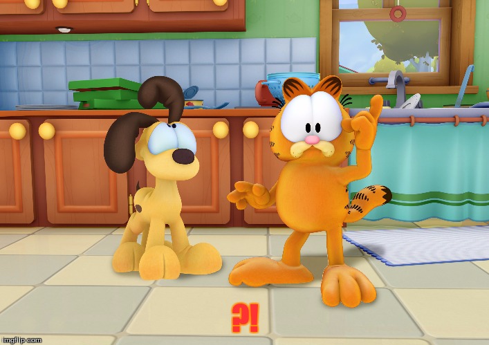 comfuzed Garfield, and Odie | ?! | image tagged in odie,garfield | made w/ Imgflip meme maker