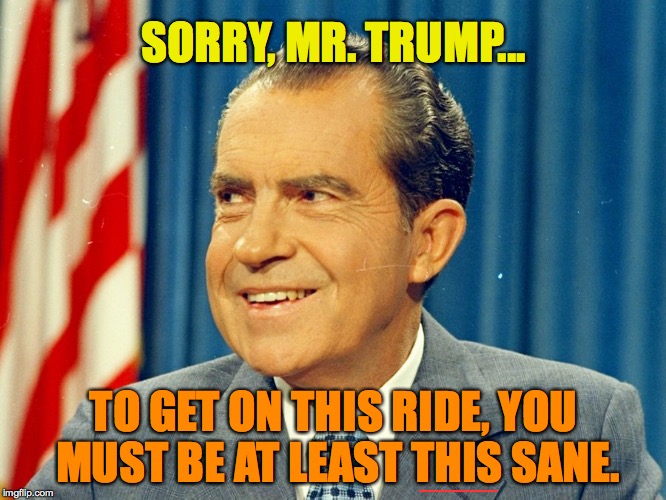 SORRY, MR. TRUMP... TO GET ON THIS RIDE, YOU MUST BE AT LEAST THIS SANE. | image tagged in at_least_this_sane | made w/ Imgflip meme maker