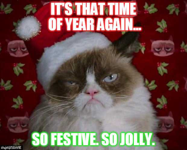 Grumpy Cat Christmas | IT'S THAT TIME OF YEAR AGAIN... SO FESTIVE. SO JOLLY. | image tagged in grumpy cat christmas | made w/ Imgflip meme maker
