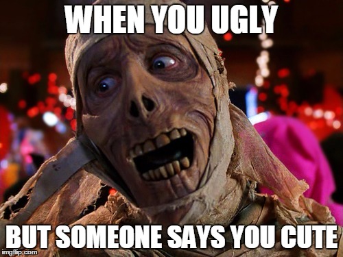 WHEN YOU UGLY; BUT SOMEONE SAYS YOU CUTE | image tagged in mummy | made w/ Imgflip meme maker