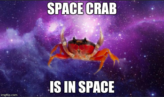 space crab | SPACE CRAB; IS IN SPACE | image tagged in space,crab,funny,in space,outerspace,adventure | made w/ Imgflip meme maker