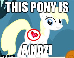 THIS PONY IS; A NAZI | image tagged in ponies,nazi | made w/ Imgflip meme maker