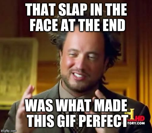Ancient Aliens Meme | THAT SLAP IN THE FACE AT THE END WAS WHAT MADE THIS GIF PERFECT | image tagged in memes,ancient aliens | made w/ Imgflip meme maker