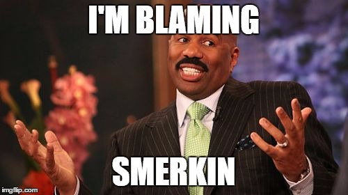 Steve Harvey Meme | I'M BLAMING SMERKIN | image tagged in memes,steve harvey | made w/ Imgflip meme maker