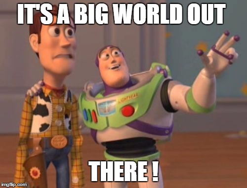 X, X Everywhere Meme | IT'S A BIG WORLD OUT; THERE ! | image tagged in memes,x x everywhere | made w/ Imgflip meme maker