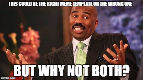 Steve Harvey | THIS COULD BE THE RIGHT MEME TEMPLATE OR THE WRONG ONE; BUT WHY NOT BOTH? | image tagged in memes,steve harvey | made w/ Imgflip meme maker