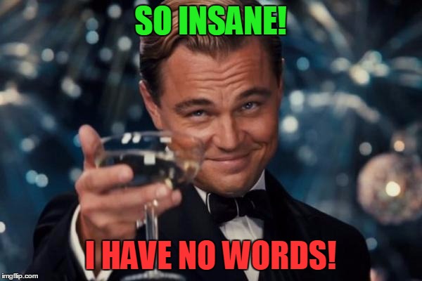 Leonardo Dicaprio Cheers Meme | SO INSANE! I HAVE NO WORDS! | image tagged in memes,leonardo dicaprio cheers | made w/ Imgflip meme maker