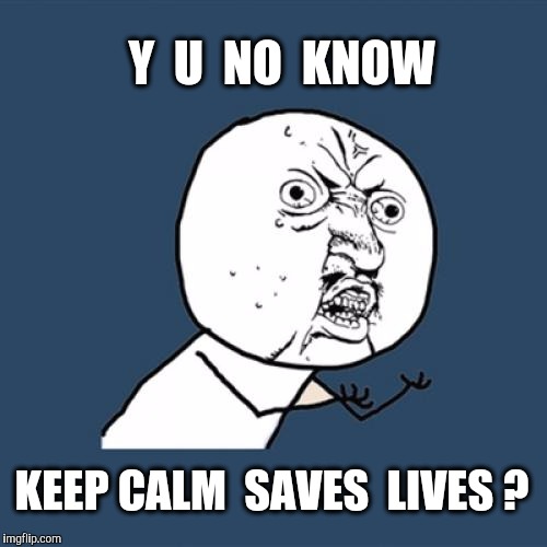 Y U No Meme | Y  U  NO  KNOW KEEP CALM  SAVES  LIVES ? | image tagged in memes,y u no | made w/ Imgflip meme maker