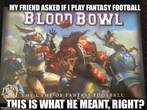 Fantasy football fail | MY FRIEND ASKED IF I PLAY FANTASY FOOTBALL; THIS IS WHAT HE MEANT, RIGHT? | image tagged in fantasy football | made w/ Imgflip meme maker