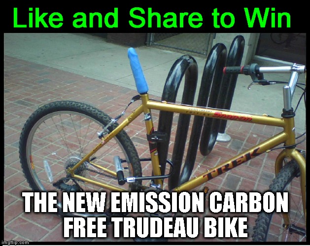 Deep Down inside,Trudeau Cares | THE NEW EMISSION CARBON FREE TRUDEAU BIKE | image tagged in justin trudeau,funny memes,political meme | made w/ Imgflip meme maker