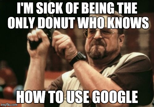 the only donut who knows | I'M SICK OF BEING THE ONLY DONUT WHO KNOWS; HOW TO USE GOOGLE | image tagged in memes,am i the only one around here,donut,google,google search | made w/ Imgflip meme maker