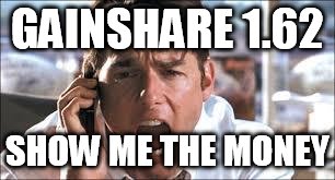 Show me the money | GAINSHARE 1.62; SHOW ME THE MONEY | image tagged in show me the money | made w/ Imgflip meme maker