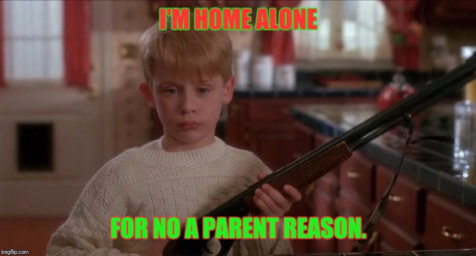 'Tis the season for bad puns, 'weather' we like it or not! | I'M HOME ALONE; FOR NO A PARENT REASON. | image tagged in home alone,gun,christmas memes,funny,bad puns,merry christmas | made w/ Imgflip meme maker