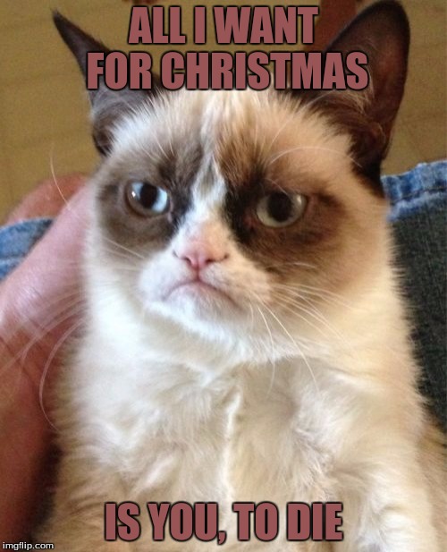 Grumpy Cat Meme | ALL I WANT FOR CHRISTMAS; IS YOU, TO DIE | image tagged in memes,grumpy cat | made w/ Imgflip meme maker