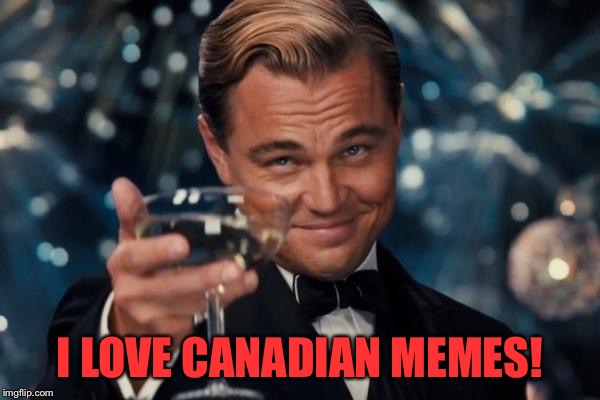 Leonardo Dicaprio Cheers Meme | I LOVE CANADIAN MEMES! | image tagged in memes,leonardo dicaprio cheers | made w/ Imgflip meme maker