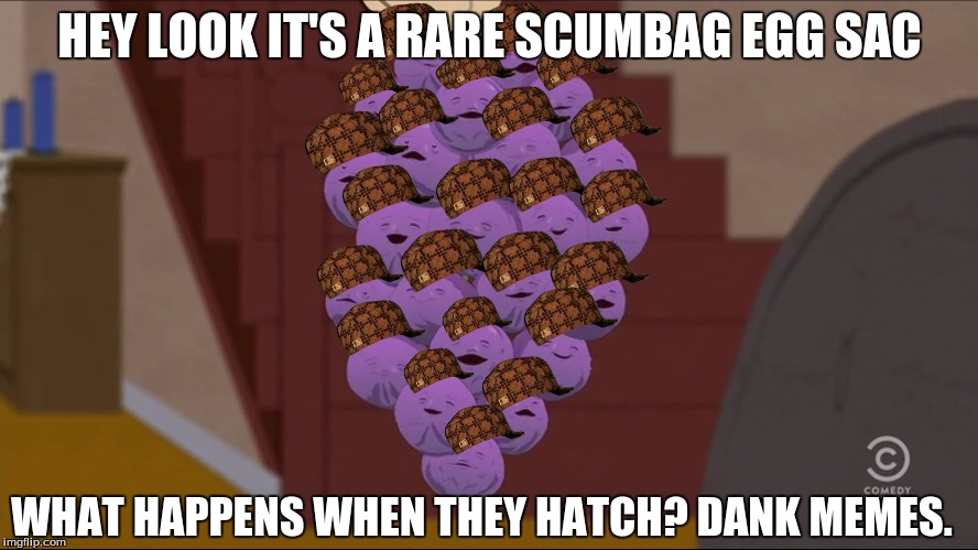 Member Berries Meme | HEY LOOK IT'S A RARE SCUMBAG EGG SAC; WHAT HAPPENS WHEN THEY HATCH? DANK MEMES. | image tagged in memes,member berries,scumbag | made w/ Imgflip meme maker