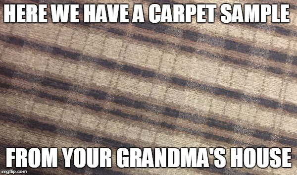 HERE WE HAVE A CARPET SAMPLE; FROM YOUR GRANDMA'S HOUSE | made w/ Imgflip meme maker