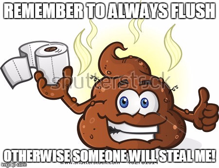 REMEMBER TO ALWAYS FLUSH; OTHERWISE SOMEONE WILL STEAL ME! | made w/ Imgflip meme maker