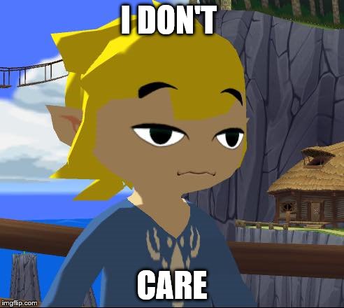 I don't care | I DON'T; CARE | image tagged in link,i don't care | made w/ Imgflip meme maker