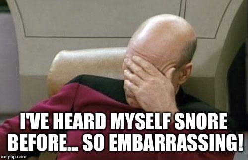 Captain Picard Facepalm Meme | I'VE HEARD MYSELF SNORE BEFORE... SO EMBARRASSING! | image tagged in memes,captain picard facepalm | made w/ Imgflip meme maker