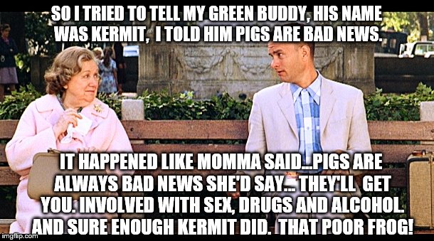 Kermit and Gump met in Nam This scene ended up on the cutting room
