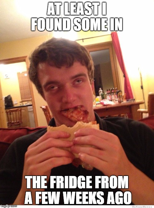 AT LEAST I FOUND SOME IN THE FRIDGE FROM A FEW WEEKS AGO | made w/ Imgflip meme maker