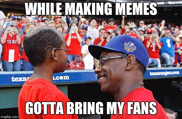 WHILE MAKING MEMES; GOTTA BRING MY FANS | image tagged in lil ron,ron washington,meme,funny | made w/ Imgflip meme maker