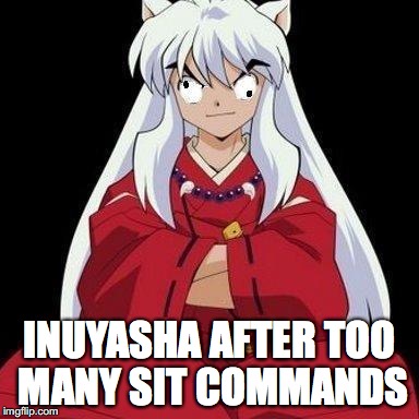 inuyasha  | INUYASHA AFTER TOO MANY SIT COMMANDS | image tagged in inuyasha | made w/ Imgflip meme maker