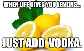 Vodka | WHEN LIFE GIVES YOU LEMONS... JUST ADD  VODKA. | image tagged in lemons and vadka | made w/ Imgflip meme maker