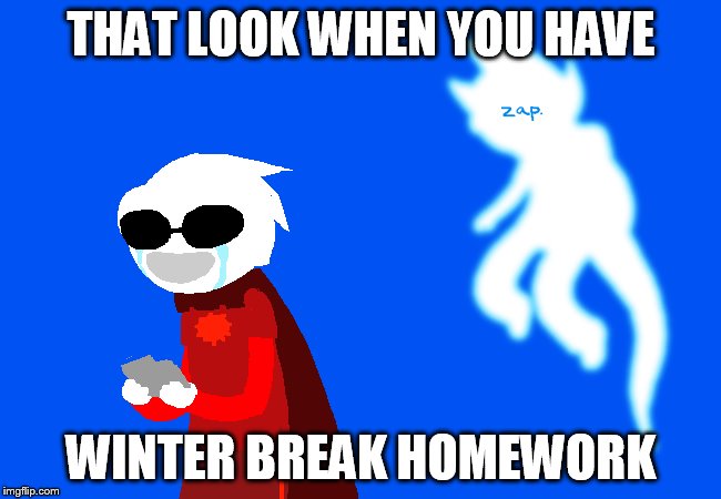 THAT LOOK WHEN YOU HAVE; WINTER BREAK HOMEWORK | image tagged in homestuck | made w/ Imgflip meme maker
