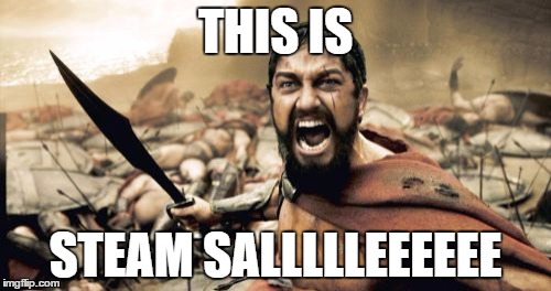 Sparta Leonidas | THIS IS; STEAM SALLLLLEEEEEE | image tagged in memes,sparta leonidas | made w/ Imgflip meme maker