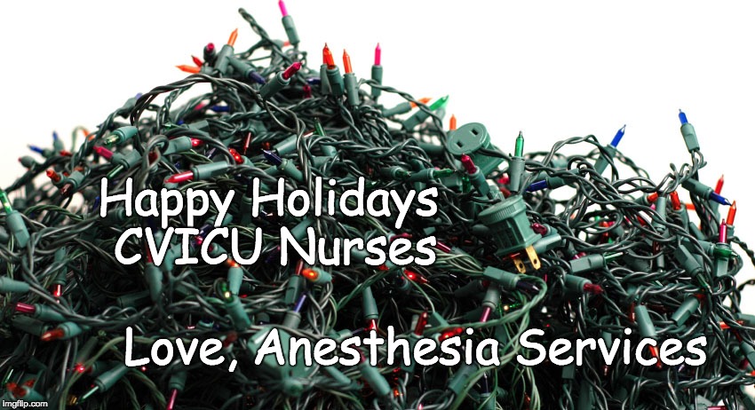 Love, Anesthesia | Happy Holidays CVICU Nurses; Love, Anesthesia Services | image tagged in nurses,nursing | made w/ Imgflip meme maker