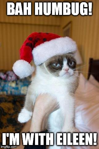 Grumpy Cat Christmas Meme | BAH HUMBUG! I'M WITH EILEEN! | image tagged in memes,grumpy cat christmas,grumpy cat | made w/ Imgflip meme maker