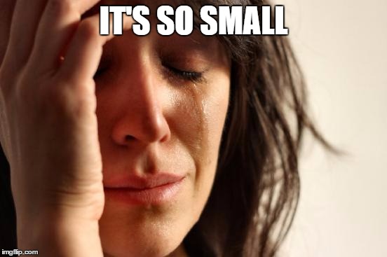 First World Problems Meme | IT'S SO SMALL | image tagged in memes,first world problems | made w/ Imgflip meme maker