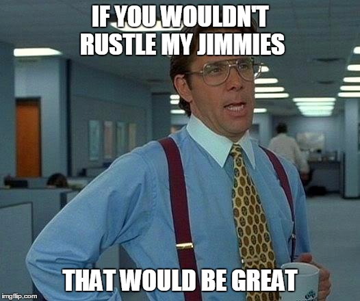 That Would Be Great Meme | IF YOU WOULDN'T RUSTLE MY JIMMIES THAT WOULD BE GREAT | image tagged in memes,that would be great | made w/ Imgflip meme maker