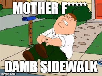 Peter Griffin | MOTHER F*****; DAMB SIDEWALK | image tagged in peter griffin | made w/ Imgflip meme maker