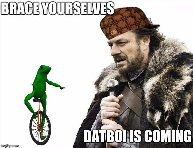Brace Yourselves X is Coming | BRACE YOURSELVES; DATBOI IS COMING | image tagged in memes,brace yourselves x is coming,scumbag | made w/ Imgflip meme maker